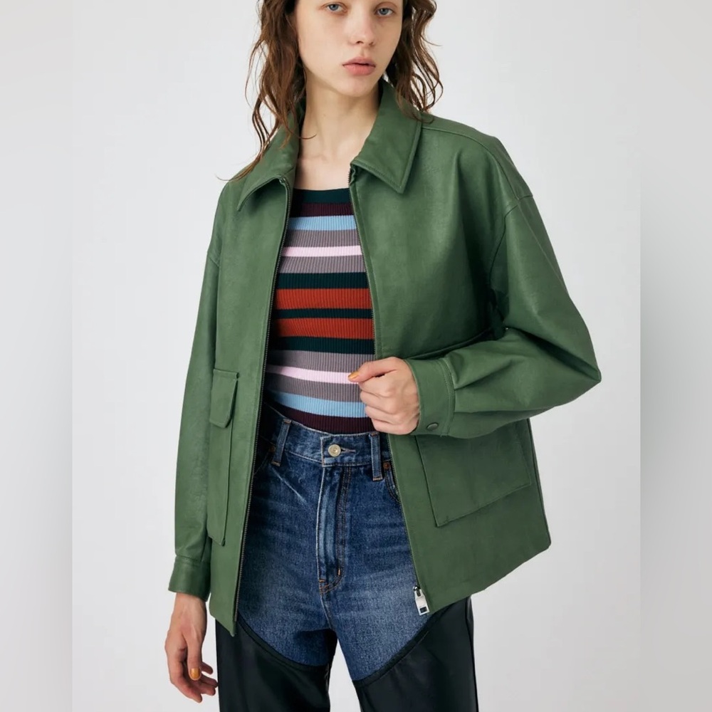 MOUSSY Green leather Jacket
